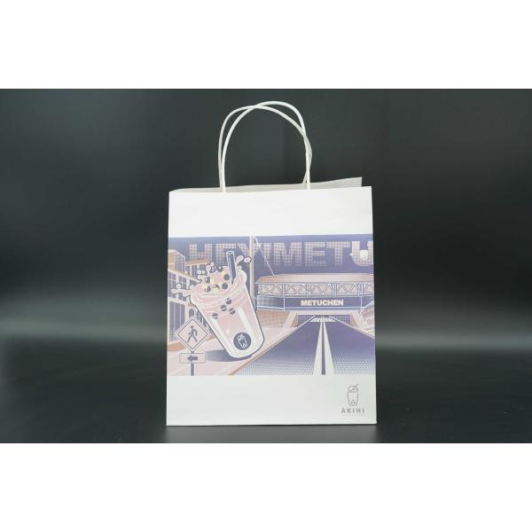 White Unique Custom Printed Paper Bags Recyclable Extra Large Bottom