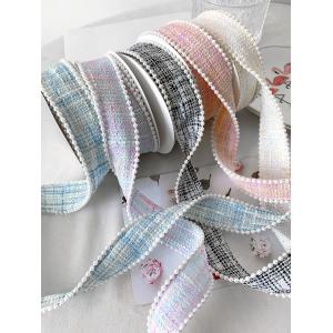 25mm Polyester Ribbon Lattice Plaid Ribbon Pearl Edge OEM ODM
