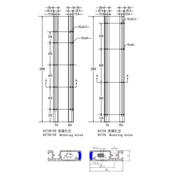 WECO Infrared Light Curtain N Model Lift Door Sensor NPN / PNP Output