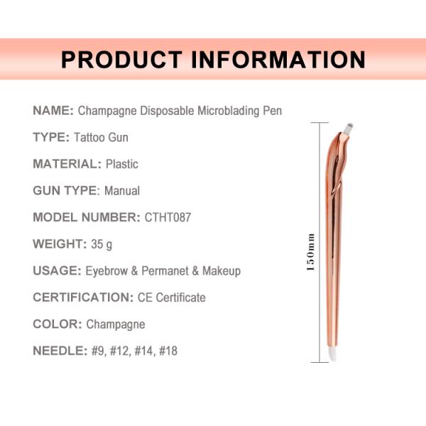 Champagne Disposable Microblading Pen For Eyebrow Tattoo