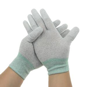 Nylon 40D Carbon Yarn 240D PU Fingertips ESD Gloves
