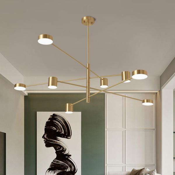 Nordic Copper Droplight Six Heads Modern Pendant Light