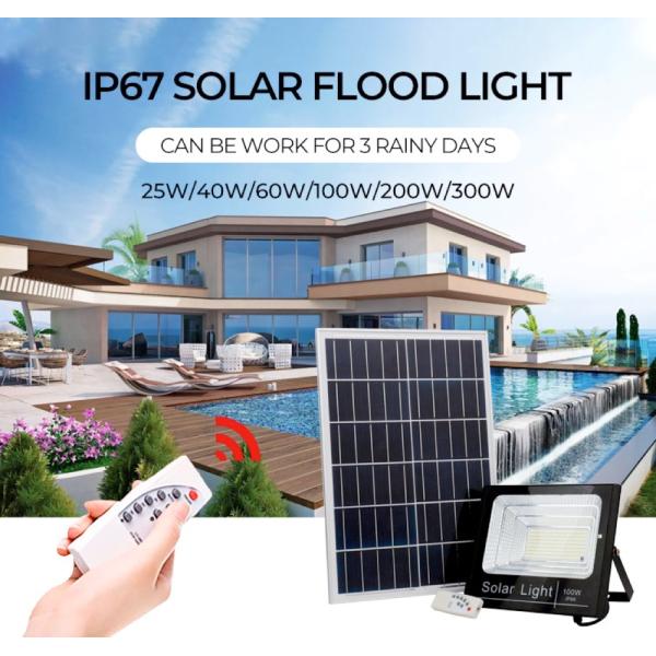 60W 200W Solar Powered LED Flood Lights Outdoor IP65 Waterproof