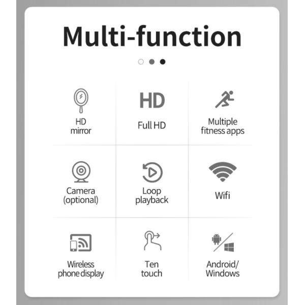 65" Interactive Fitness Touch Screen Workout Mirror LCD Display With Virtual Trainer