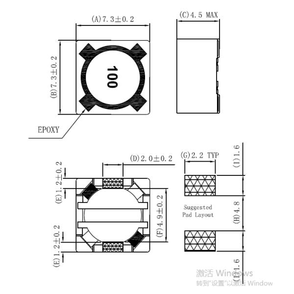 Surface Mount SMD Power Inductor Magnetie Sheield Construction MDRH74SG1R0N