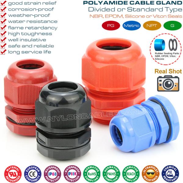 Waterproof Metric Cable Glands Plastic (Polyamide / Polymer) with IP68 Hermetic Protection Waterproof Metric Cable Glands Plastic (Polyamide / Polymer) with IP68 Hermetic Protection