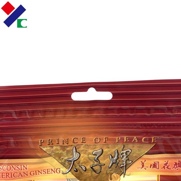 Clear Window Hanghole Three Side Seal Pouch Dry Food Packaging