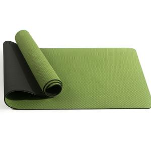 Blue Double Side TPE Yoga Mat , 6mm Non Slip Yoga Mat With Position Line