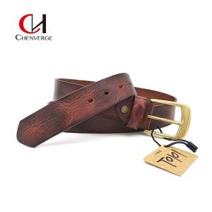 Chenverge Black Genuine Leather Belt Width 38mm With Copper Pin Buckle