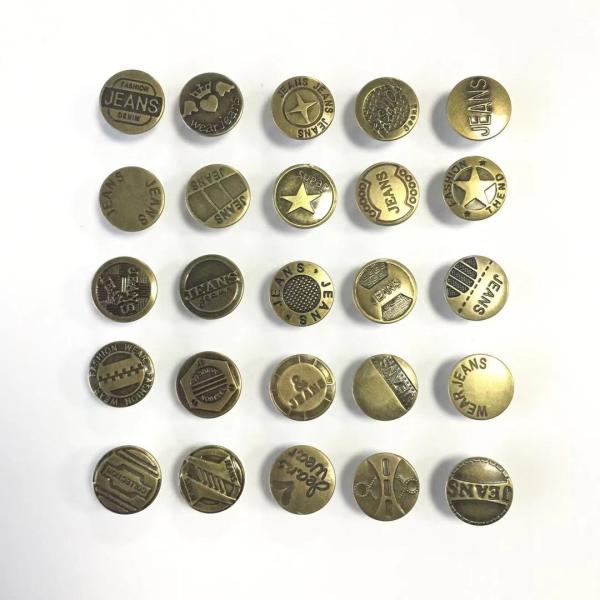 wholesale High quality Custom Brand Logo zinc alloy denim jeans button for denim jacket , botton