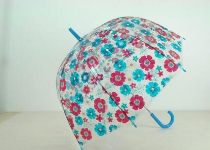 Buy Compact Transparent Birdcage Dome Umbrella 8 Ribs Curved Handle Durable Windproof at wholesale prices