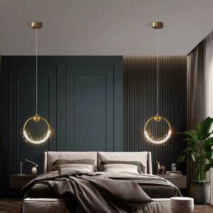 Nordic Circular Bedroom Bedside Chandelier Modern Simple Creative Crystal