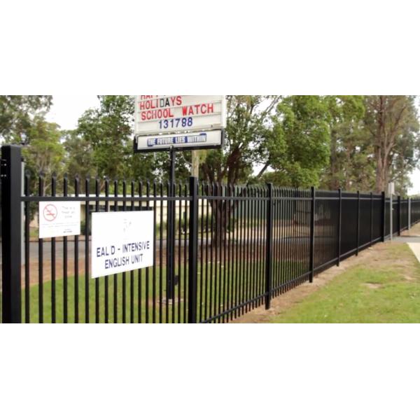 spear top pickets steel fence, Stain Black Press Point Steel spear Fence