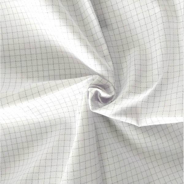 Buy White Cotton Polyester Carbon 4mm Grid Anti Static Tessuto Panno at wholesale prices