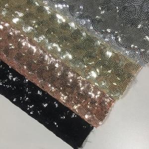 Bulk Flocked Glitter Sequin Fabric Lightweight Breathable Knitted Hot Foil
