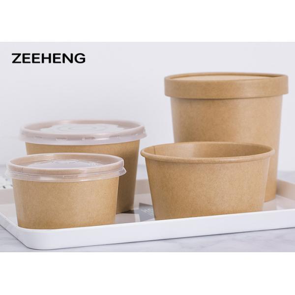 PE Coated 16oz 500ml Matt Salad Food Kraft Paper Bowls Dessert Cup With Lid
