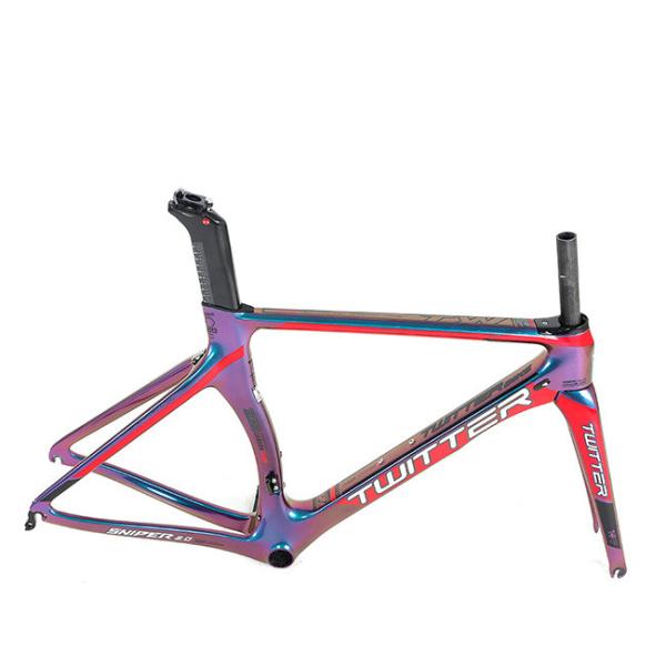RoHS Certified Carbon Road Bike Frame 51cm With Holographic Color