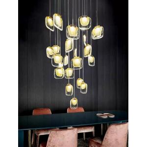 Nordic Light Luxury Designer LED Light Strip Crystal Glass Pendant Lamp For