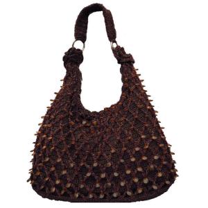 Handmade crochet handbag hobo women coffee sequin bag
