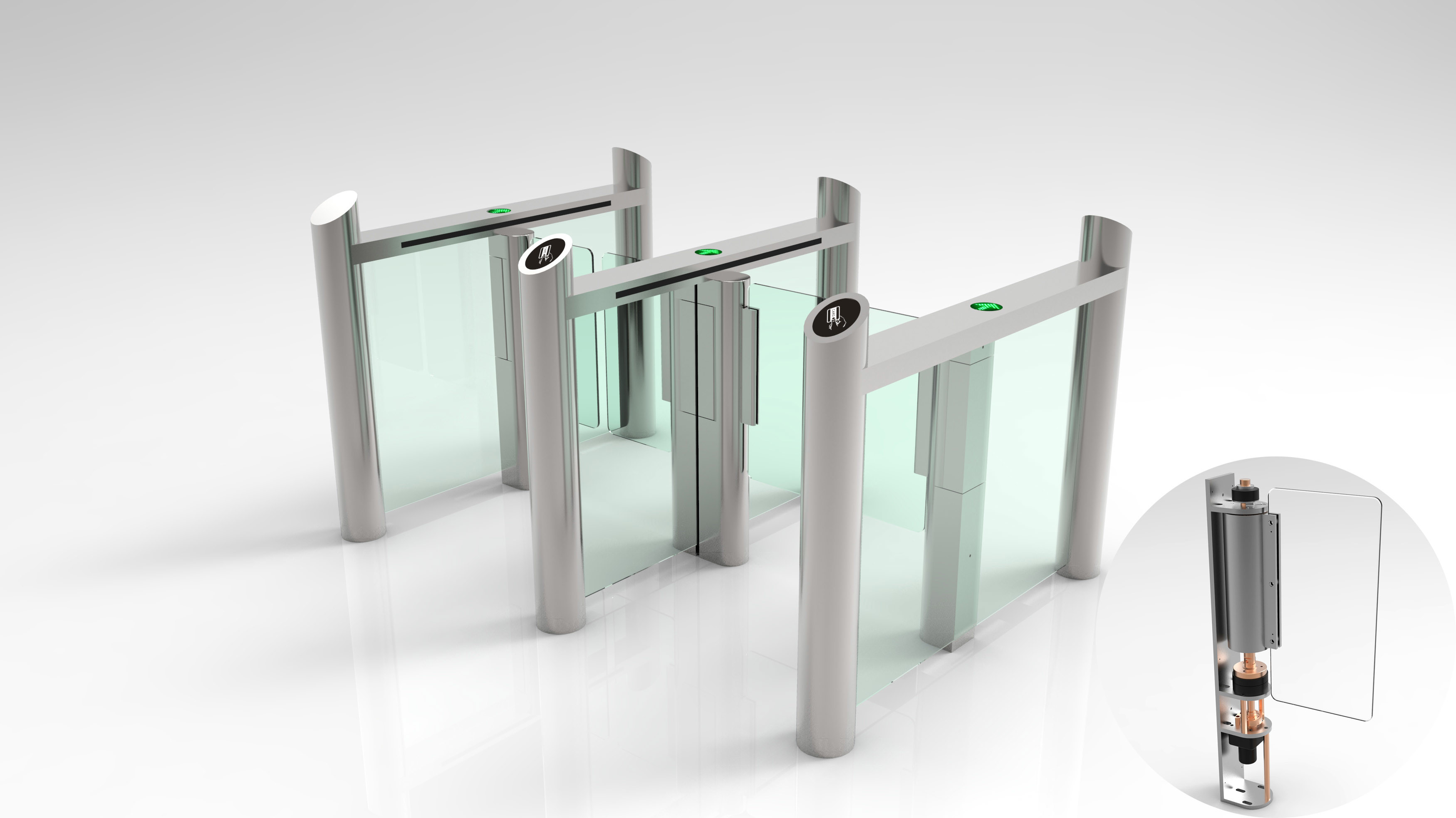 Quality BDS707-D Speed Swing Gate Turnstile 30W 550mm Lane Width For Airport Entrance for sale
