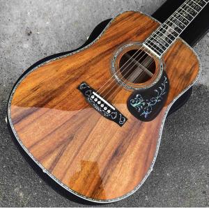 KOA wood classic acoustic guitar,Life tree Ebony Fingerboard,Abalone inlays and
