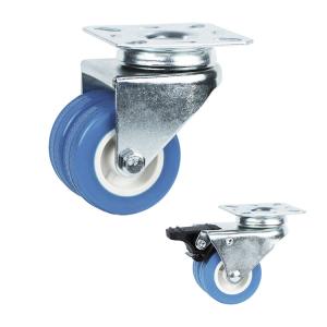 Quality 2&quot; Twin Wheel PVC Blue Color Light Duty Swivel Casters For Home Appliances for sale