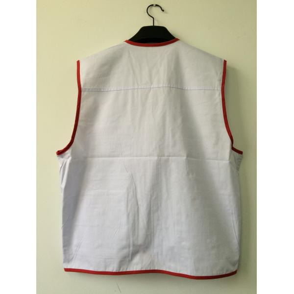 vest, mens vest, waistcoat 011W in T/C 65/35 fabric, white color, fishing vest, casual vest