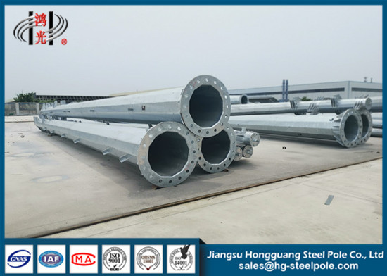 Hot Dip Galvanized Steel Tapered Electrical Power Pole Q345 For Transmission