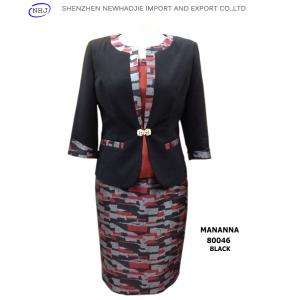 MANANNA New Three-Piece Ladies Skirt Suit red/black