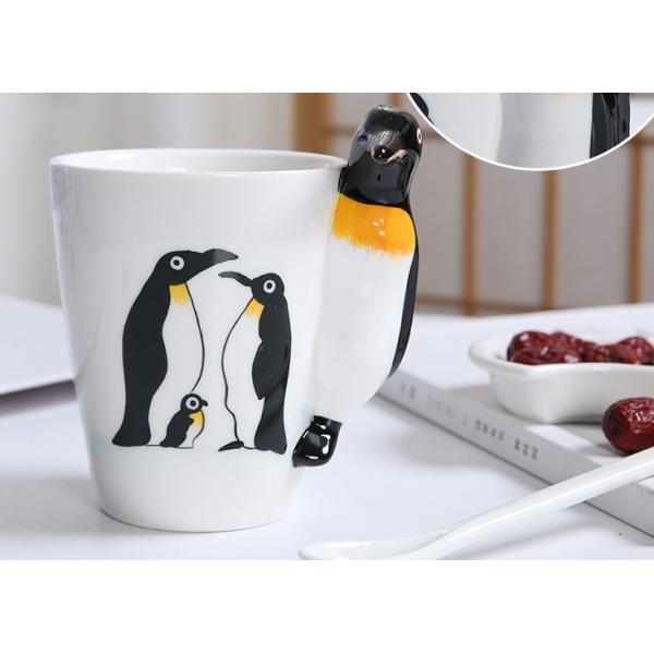 Buy 450ml High Temperature Penguin Coffee Mug With Lid And Spoon at wholesale prices