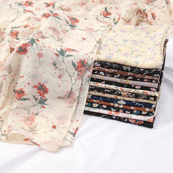 WEIWEI Custom Fashion Small Floral 115 Square Lightweight Muslim Turban Shawl Summer Pearl Chiffon Printed Scarf Hijab