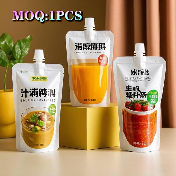 Buy Custom Printed Food Liquid Doypack Packaging Juice Bag Fruit Sauce Salad Dressing Packaging Spout Pouch at wholesale prices