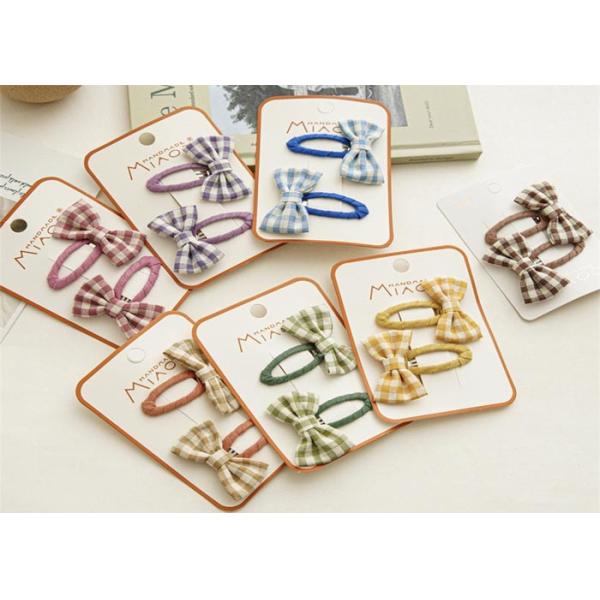 Fabric bow plaid hairpin accessories DIY INS girls baby women's BB hairpin spot