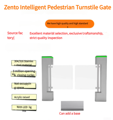 Full Automatic Swing Barrier Turnstile RFID SUS304 for Supermarket