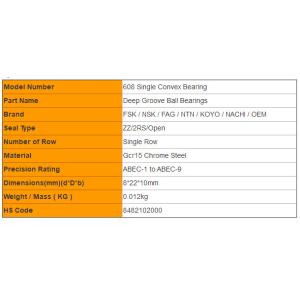 Precision Non Standard Ball Bearings 608 Single Convex Bearings