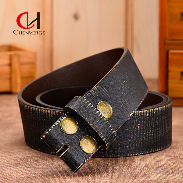Vintage Men's Leather Belts 110cm Four Buckle Black Brown color