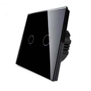 2 gang white toughened glass panel waterproof and fireproof touch sensor light