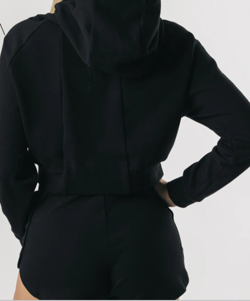 Cotton Sports Team Hoodies Raglan Oversized Long Sleeve Crop Top