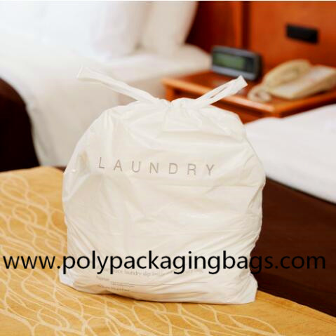 Buy Biodegradable LDPE Plastic Laundry Bag With Cotton String Rope at wholesale prices