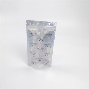 Shinny Glossy Hologram Cosmetic Packaging Bag Biodegradable With Transparent