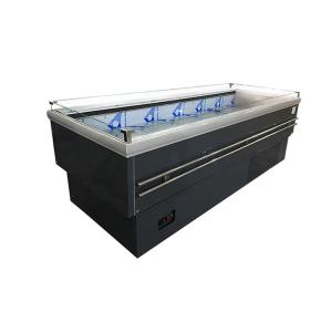 Static Cooling Supermarket Island Freezer Commercial Open Glass Horizontal Fruit