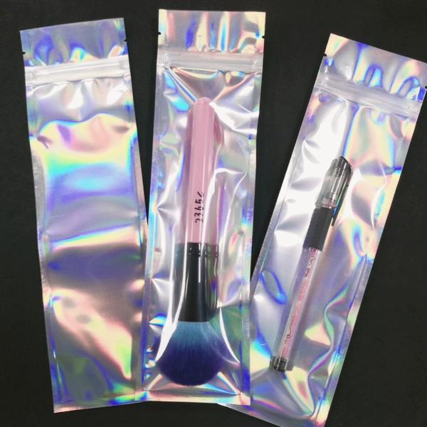 Makeup Brush Resealable Hologram Laser Transparent Plastic Zipper Bag