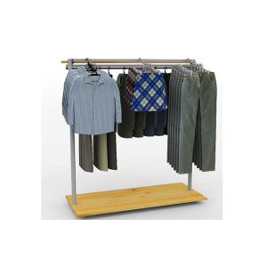 Quality Metal Wooden Island Garment Display Stand Mobile Simple Style FreeStanding for sale