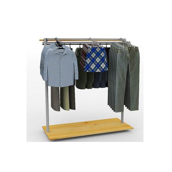 Metal Wooden Island Garment Display Stand Mobile Simple Style FreeStanding