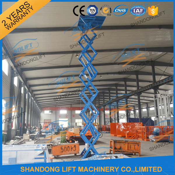 CE 6.65m 500Kgs Electric Scissor Lift Hydraulic Scissor Cargo Lift for Warehouse