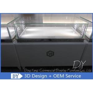 Matte White Rectangular Classic Wooden Jewelry Showcase With Tempered Glass