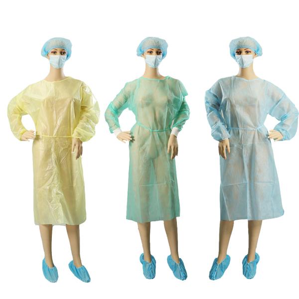 Buy Disposable Medical non woven Polypropylene isolation gown with knitted Cuff for Hospitals at wholesale prices
