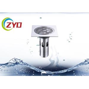 China 10cm X 10cm Round Bathroom Floor Drain Easy Clean Brushed 304 SS Type on sale