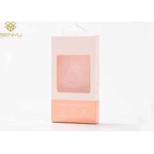 Pink 1500gsm Cardboard Phone Case Packaging Box With Window