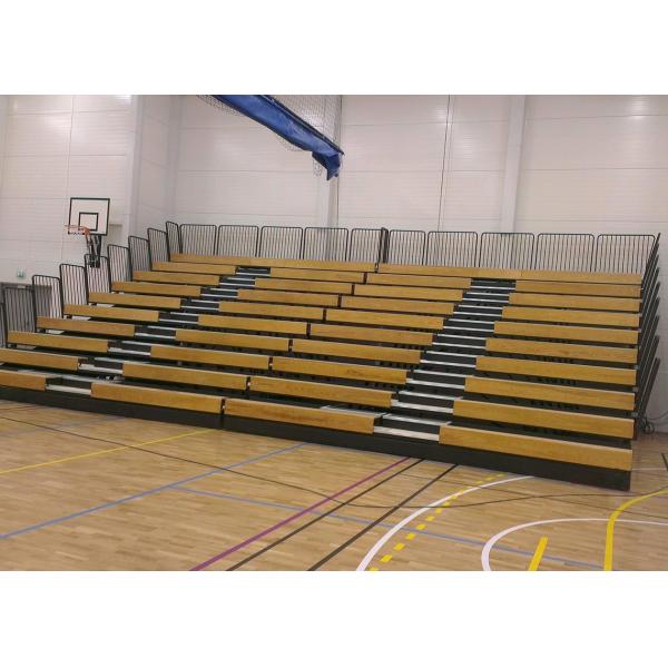 School Auditorium Retractable Gym Seating , Timber Bench Retractable Tiered